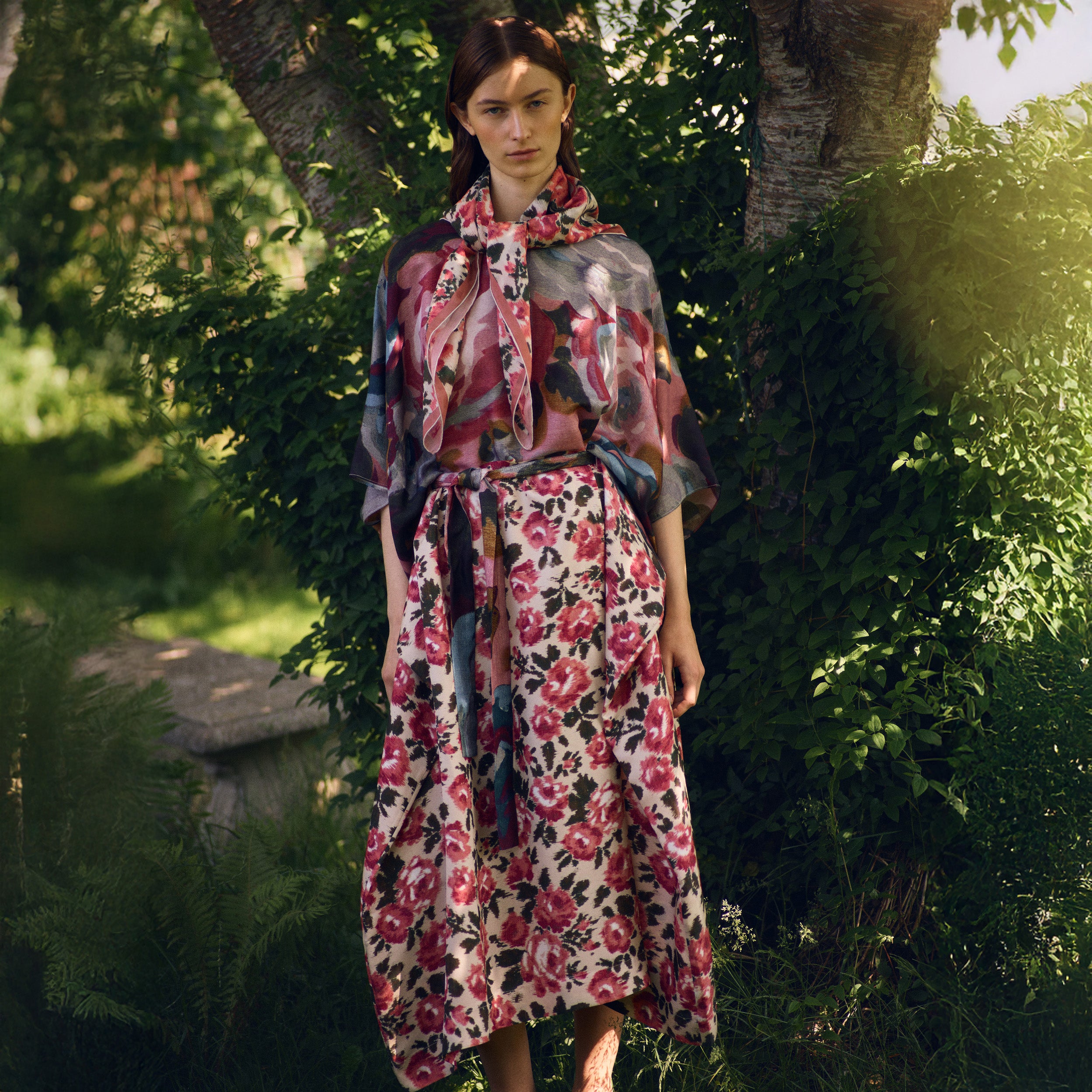 Tapis Noir Alexandra Silkekjole - Multifarvet Dress Mørkeblå