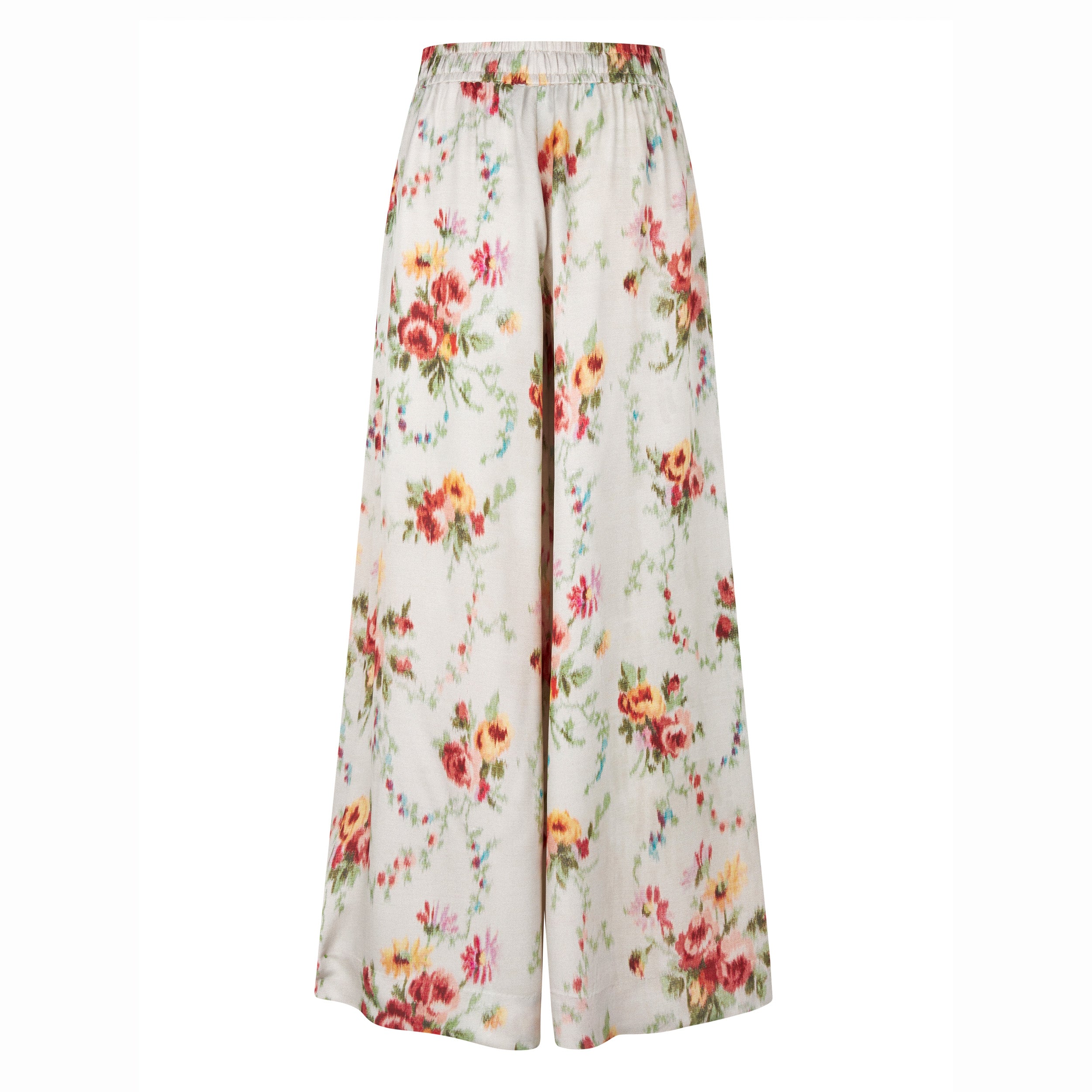 Tapis Noir Cara Silk Palazzo Pants - White Pants Hvid