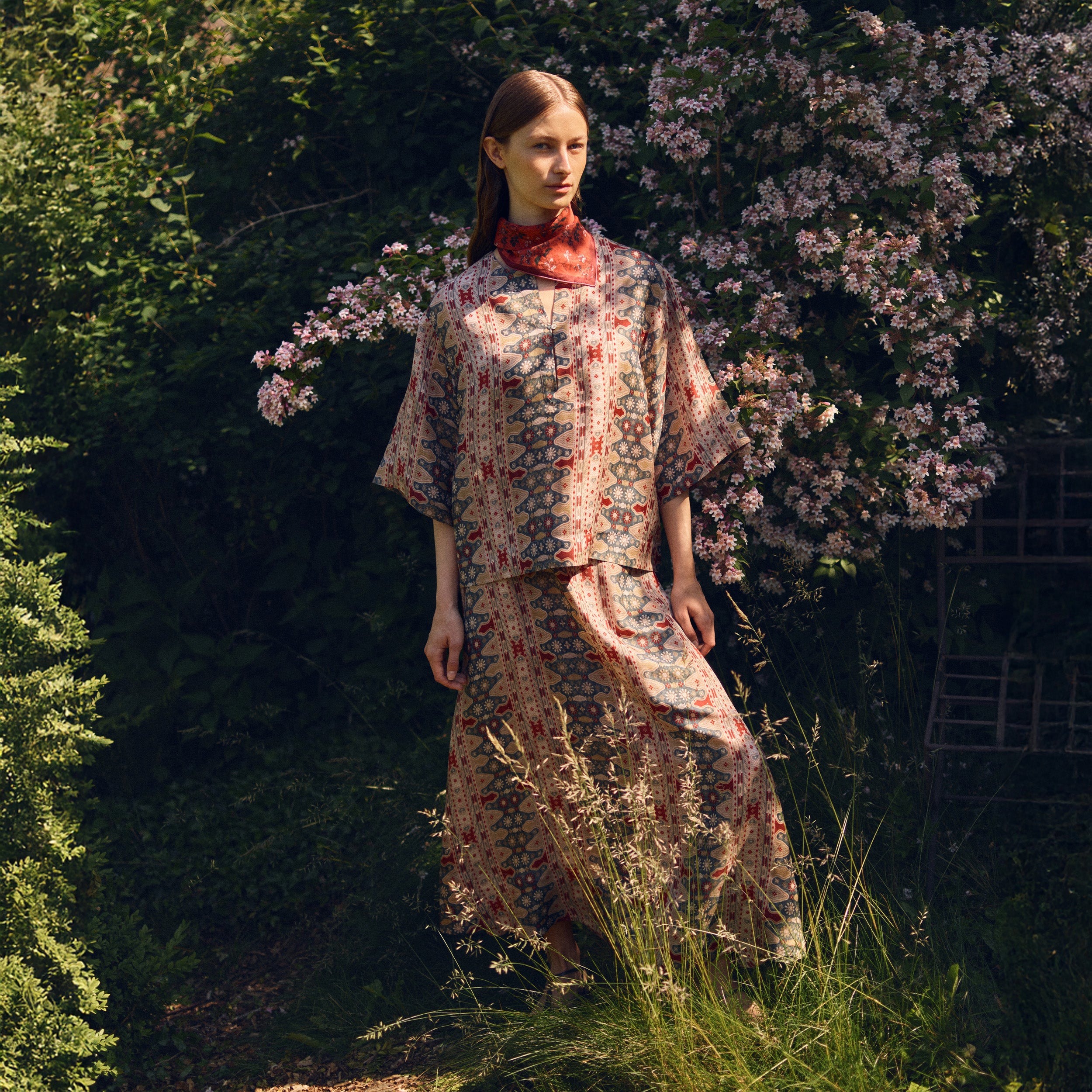 Tapis Noir Caroline Silk Skirt - Turquoise Skirt Grøn