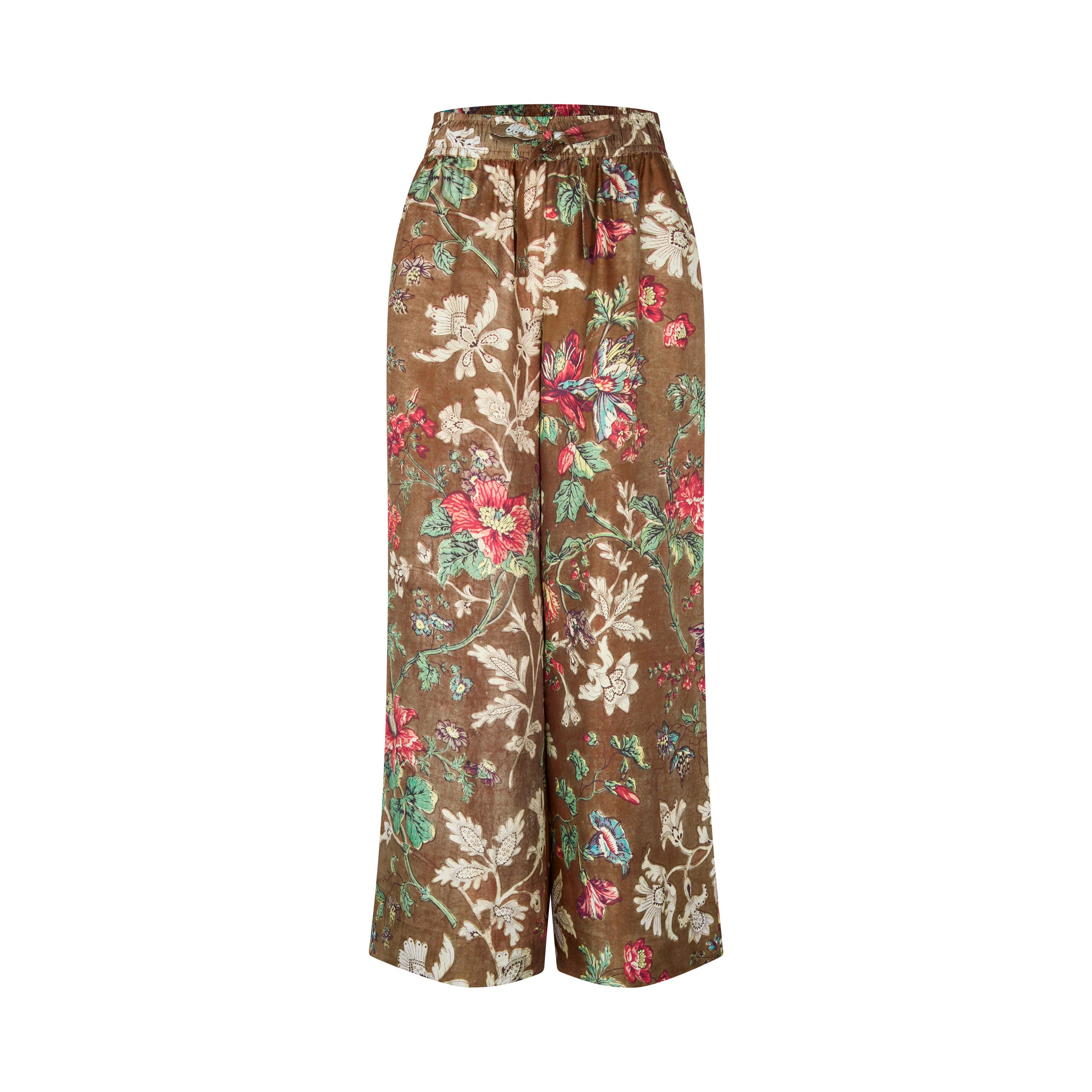 Tapis Noir Faye Silk Palazzo Pants - Brown Pants Brun