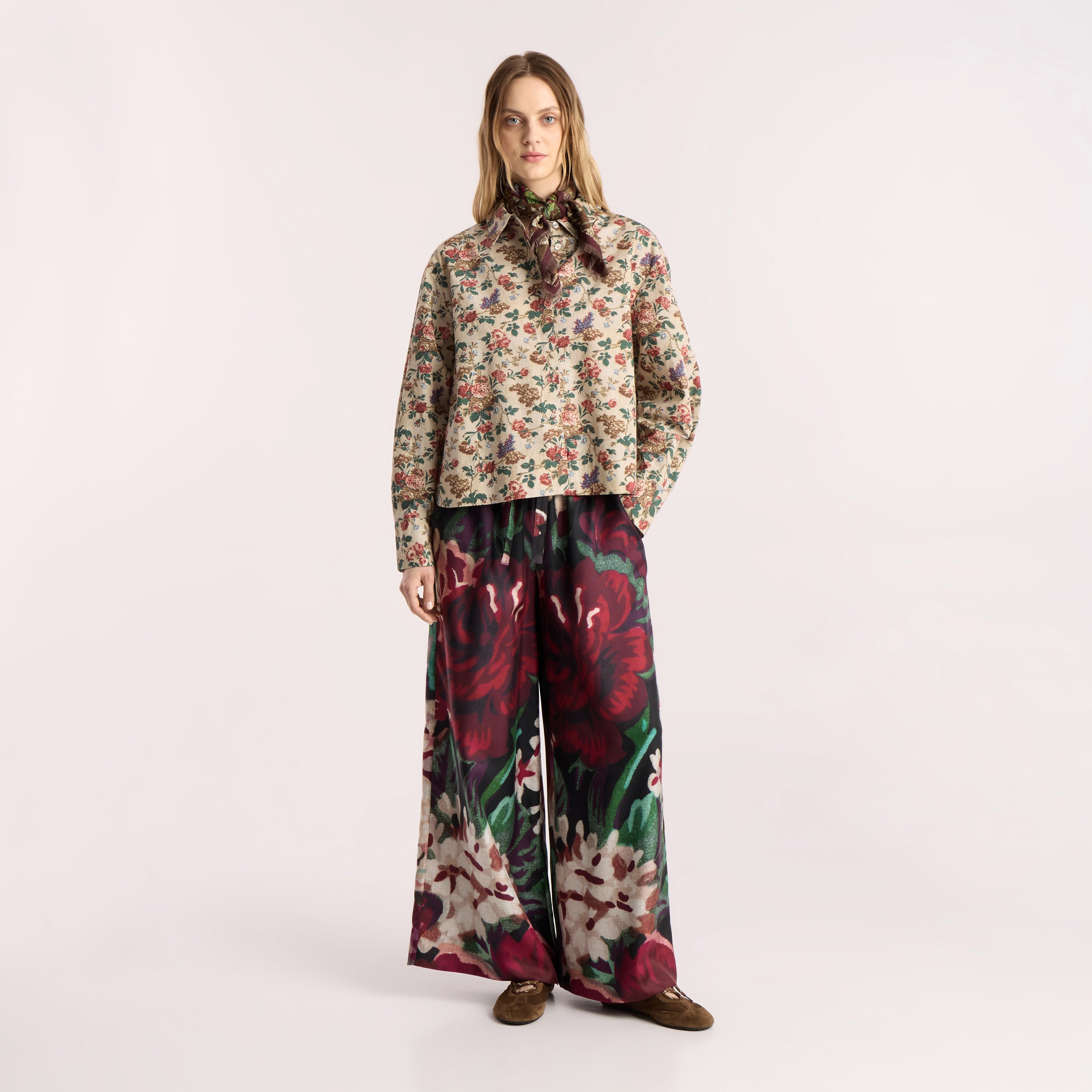 Tapis Noir Faye Silk Palazzo Pants - Purple Pants Purple