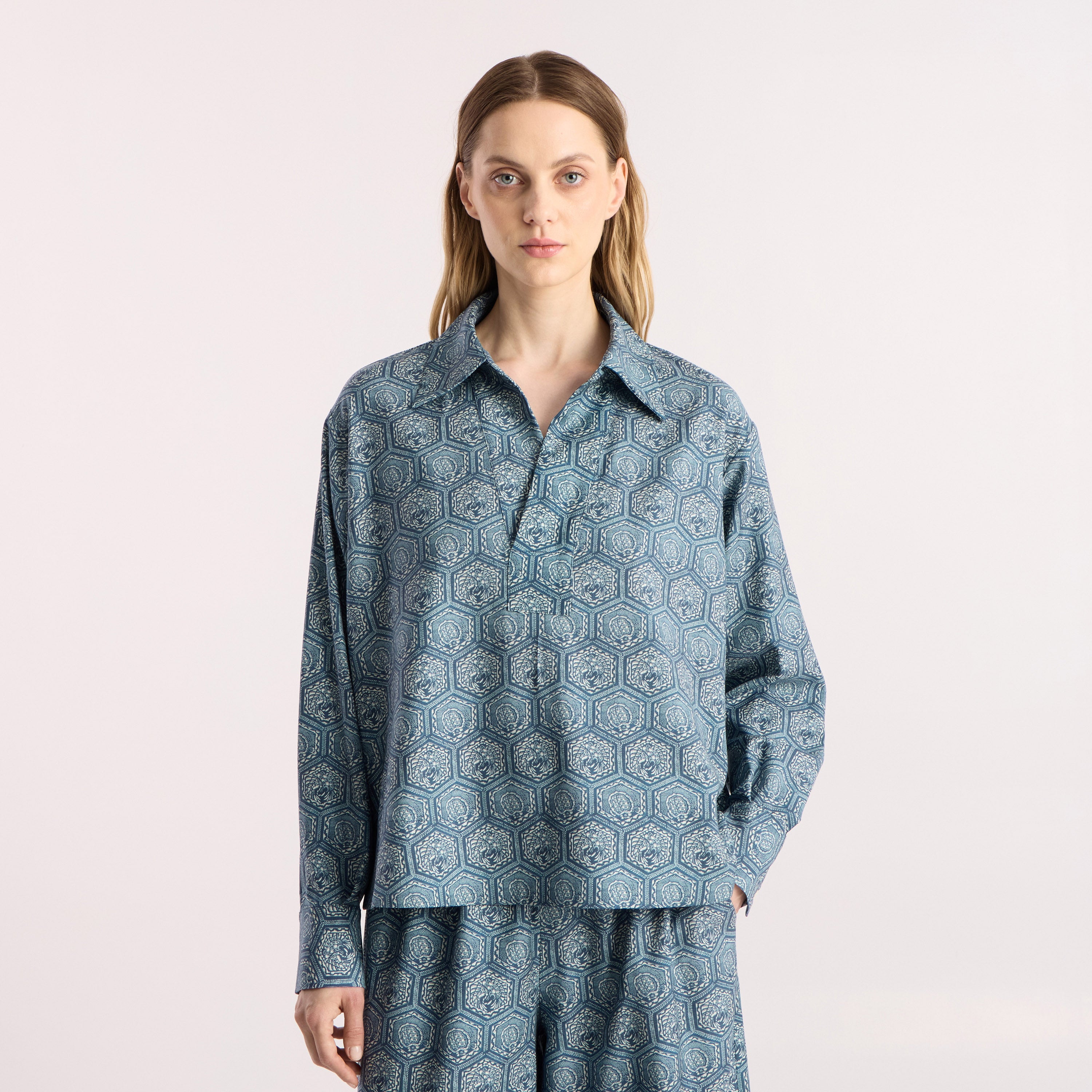 Tapis Noir Francisca Uld Skjorte - Blå Shirt Mørkeblå