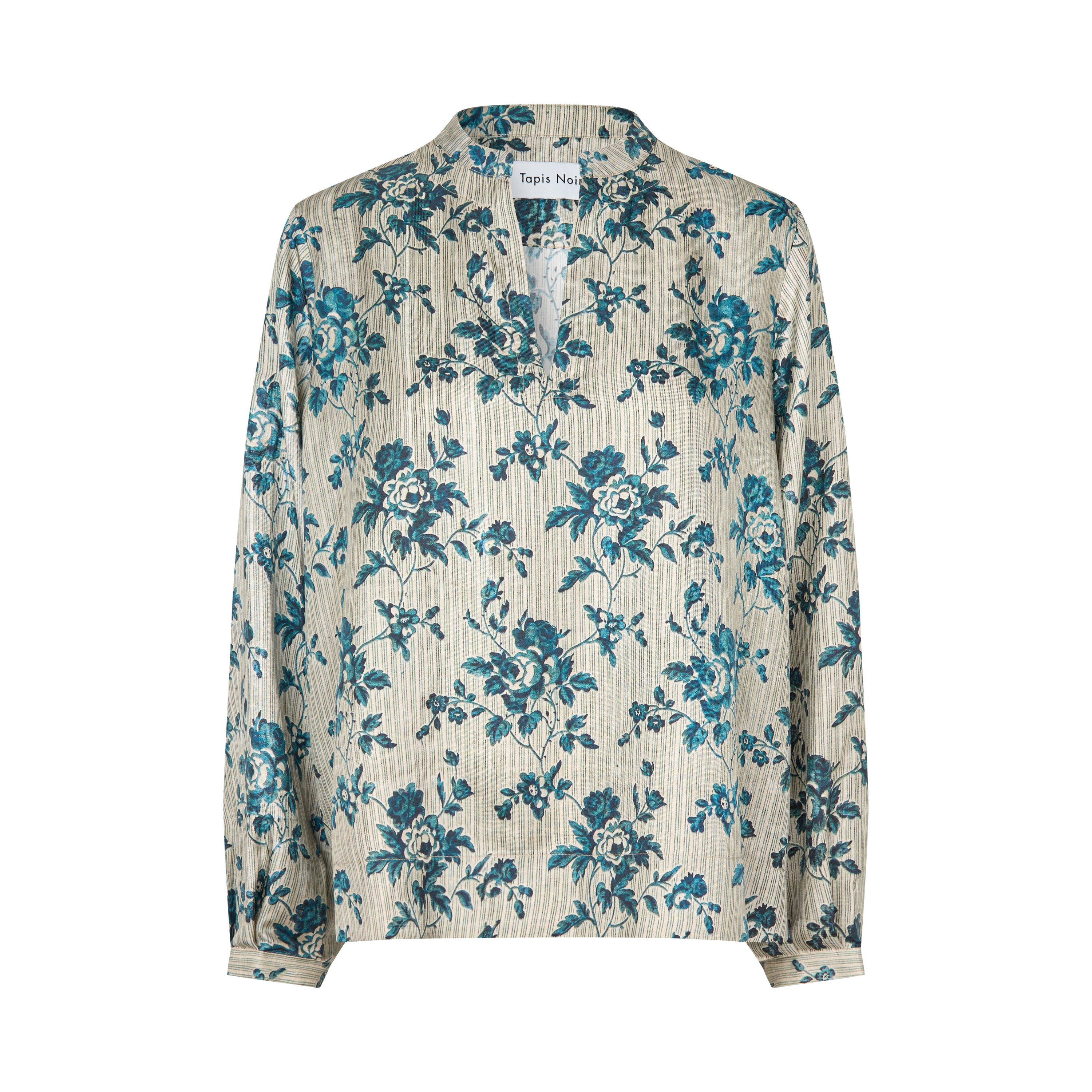 Tapis Noir Freya Silk Top - Blue Top Bordeaux