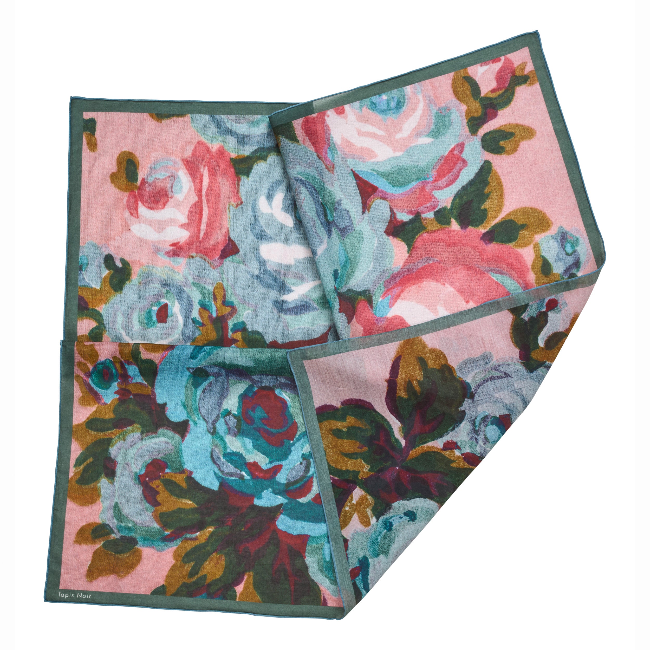 Tapis Noir Let Blomstret Patchwork Tørklæde Light Small (67x67cm) Mørkeblå