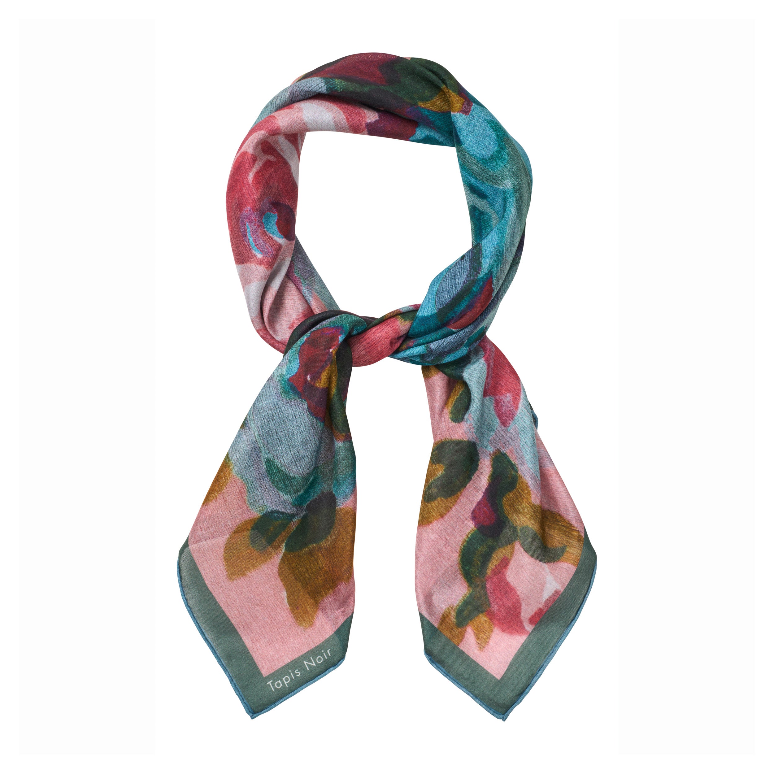 Tapis Noir Let Blomstret Patchwork Tørklæde Light Small (67x67cm) Mørkeblå