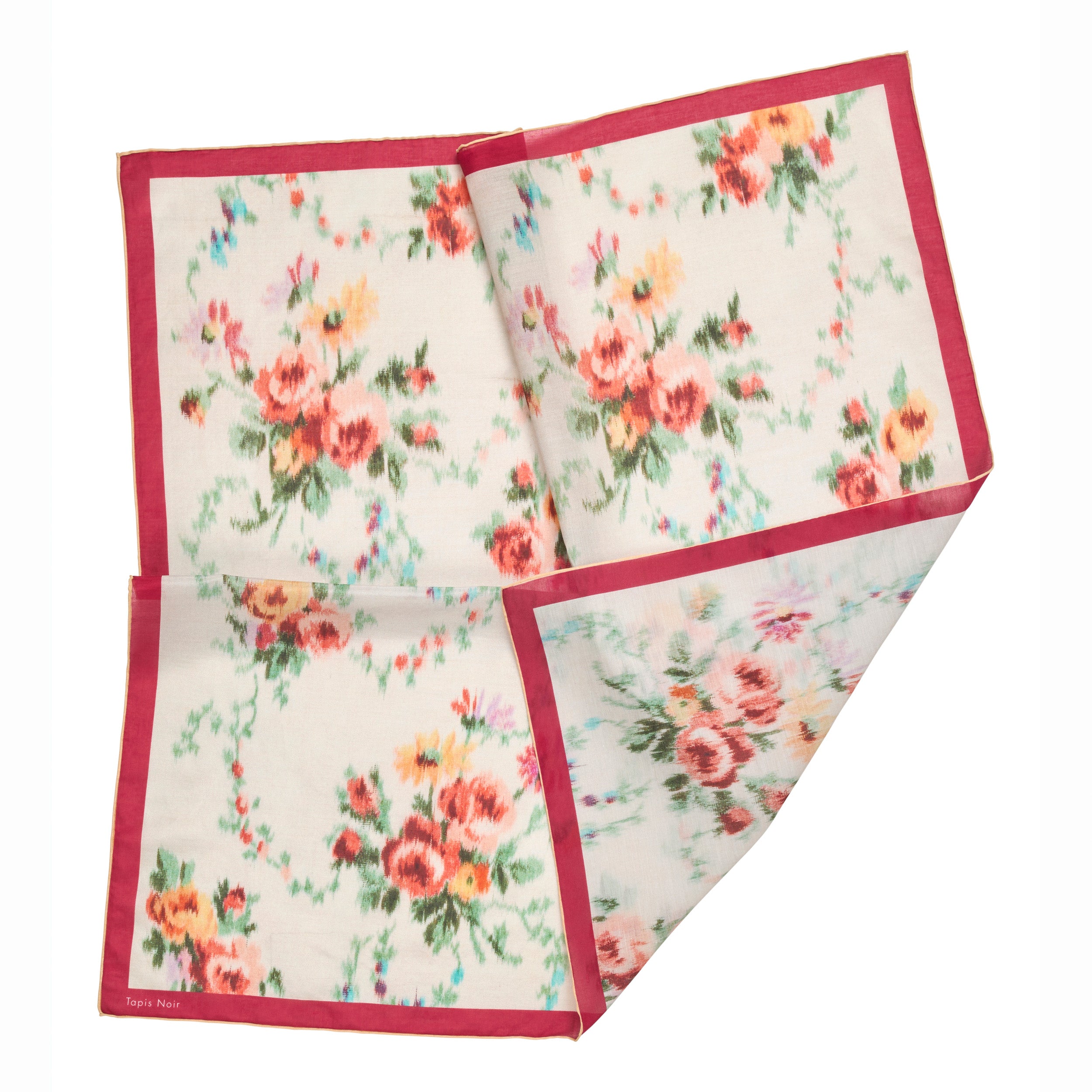 Tapis Noir Let Blomstret Patchwork Tørklæde Light Small (67x67cm) Hvid