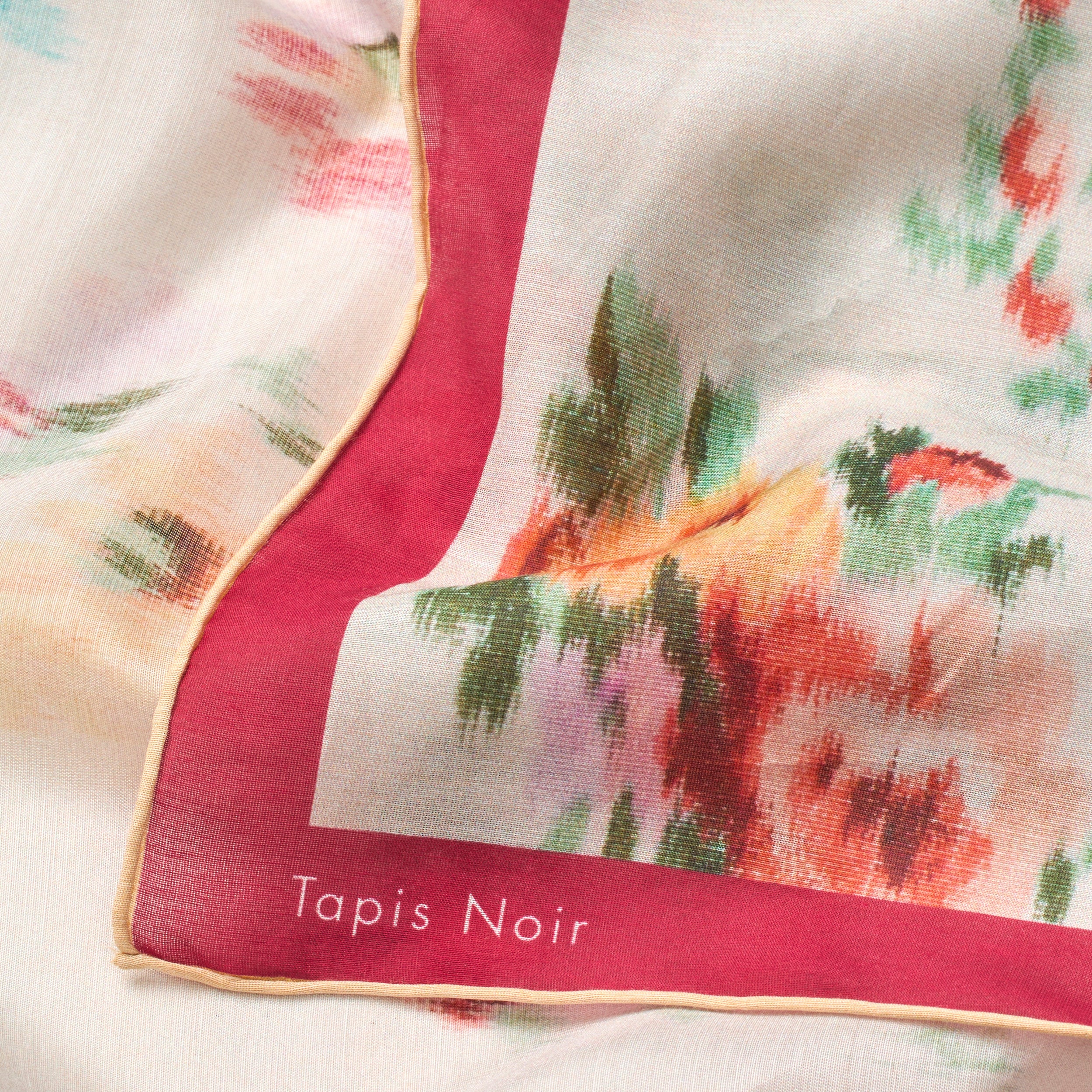 Tapis Noir Let Blomstret Patchwork Tørklæde Light Small (67x67cm) Hvid