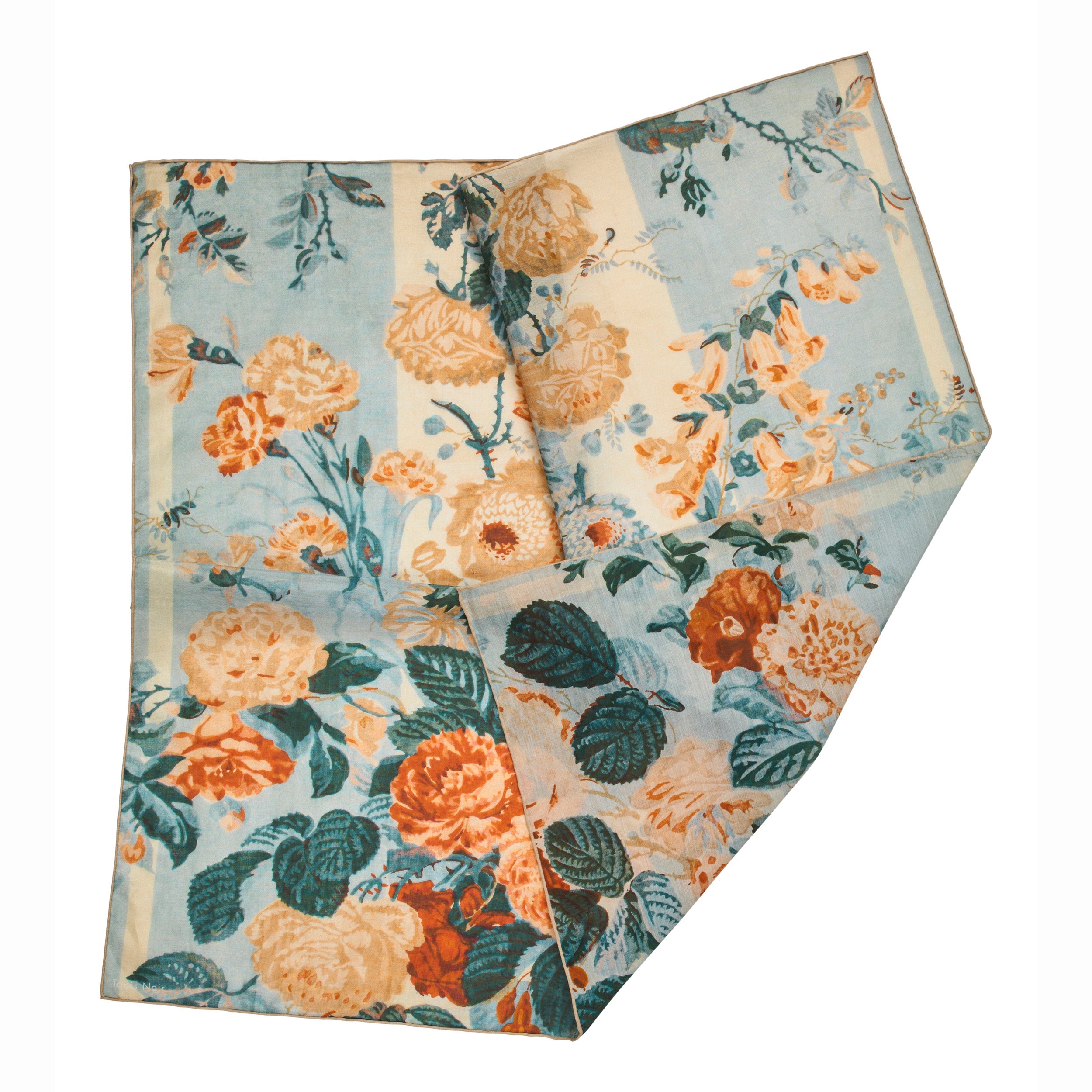 Tapis Noir Let Blomstret Patchwork Tørklæde Light Small (67x67cm) Mørkeblå