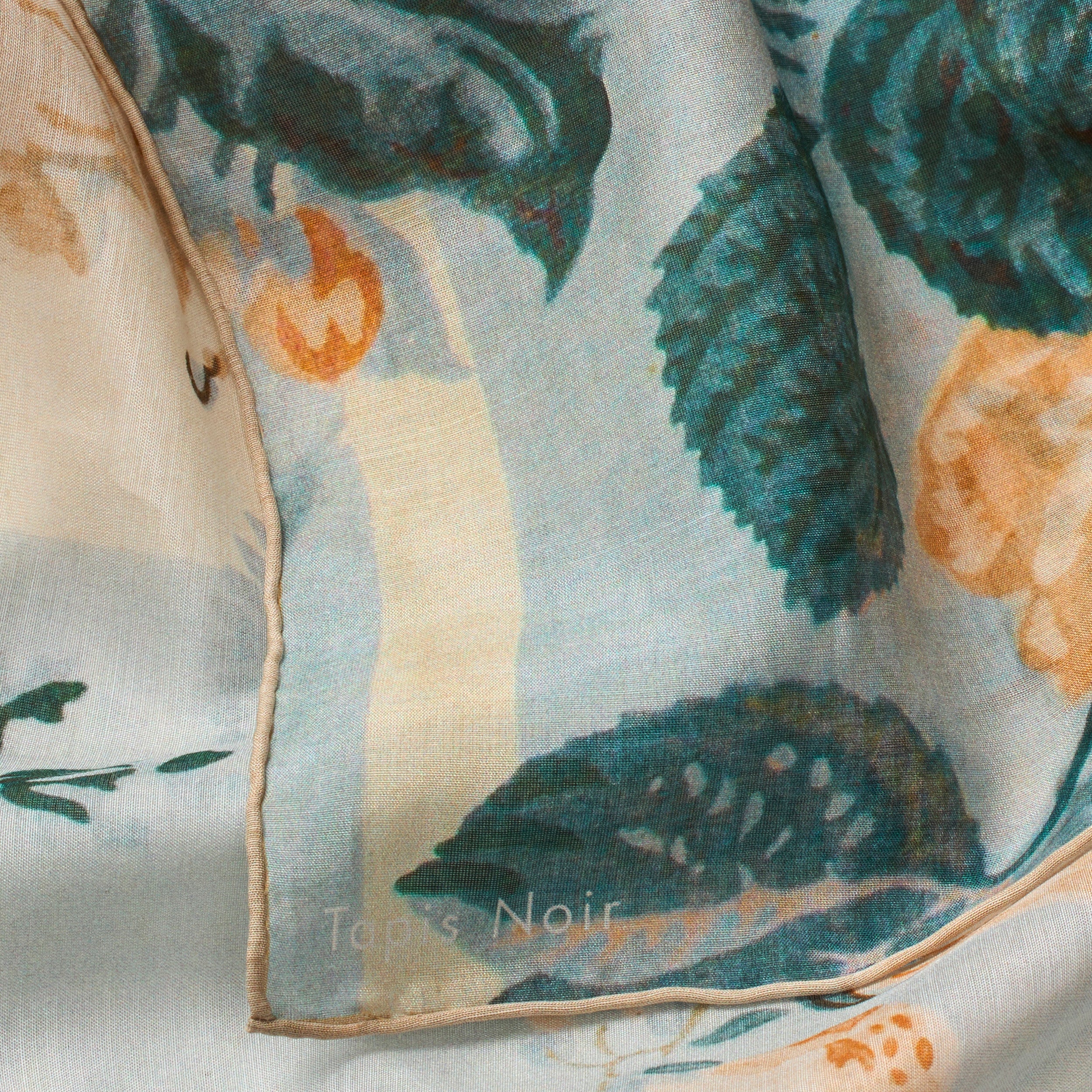 Tapis Noir Let Blomstret Patchwork Tørklæde Light Small (67x67cm) Mørkeblå