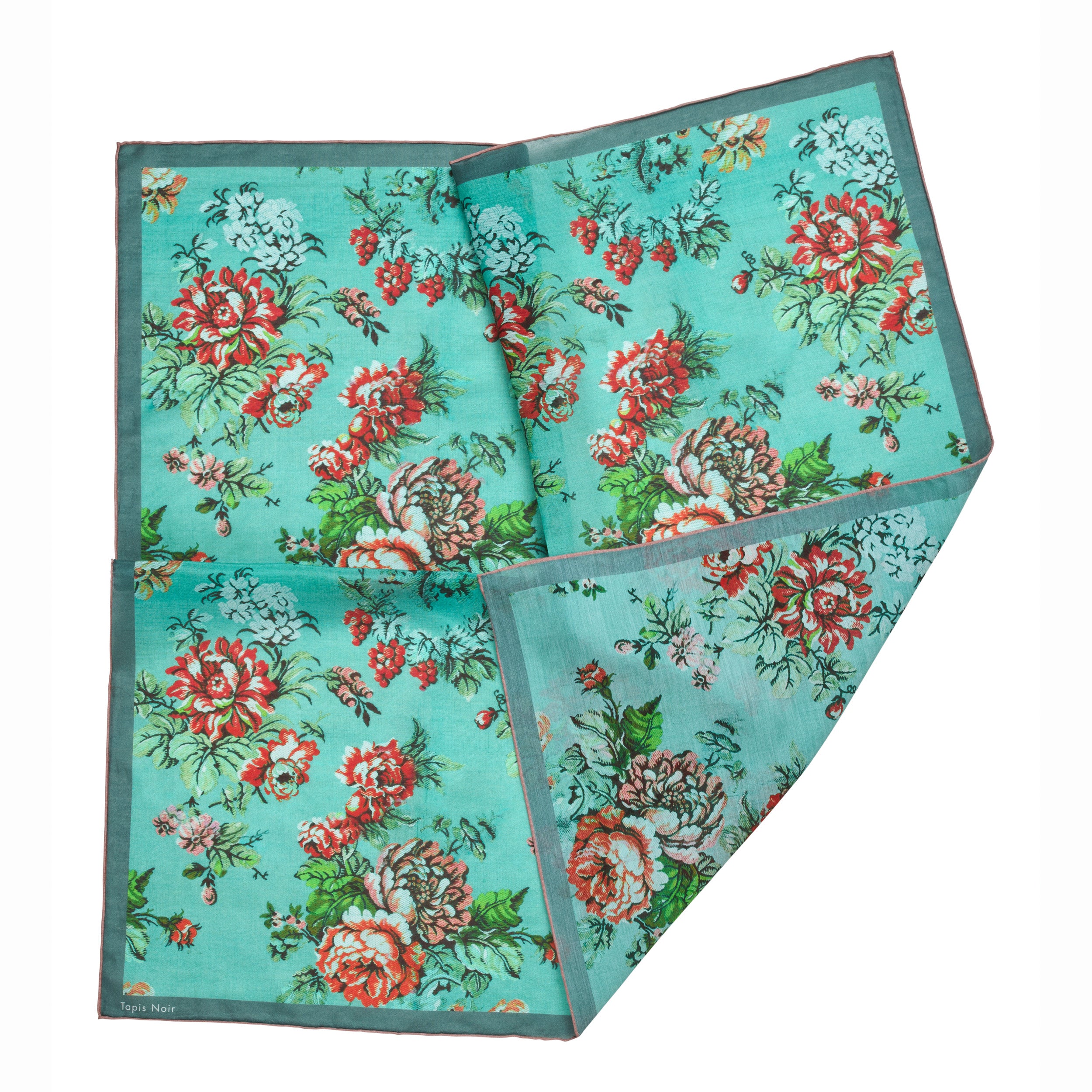 Tapis Noir Let Blomstret Patchwork Tørklæde Light Small (67x67cm) Grøn