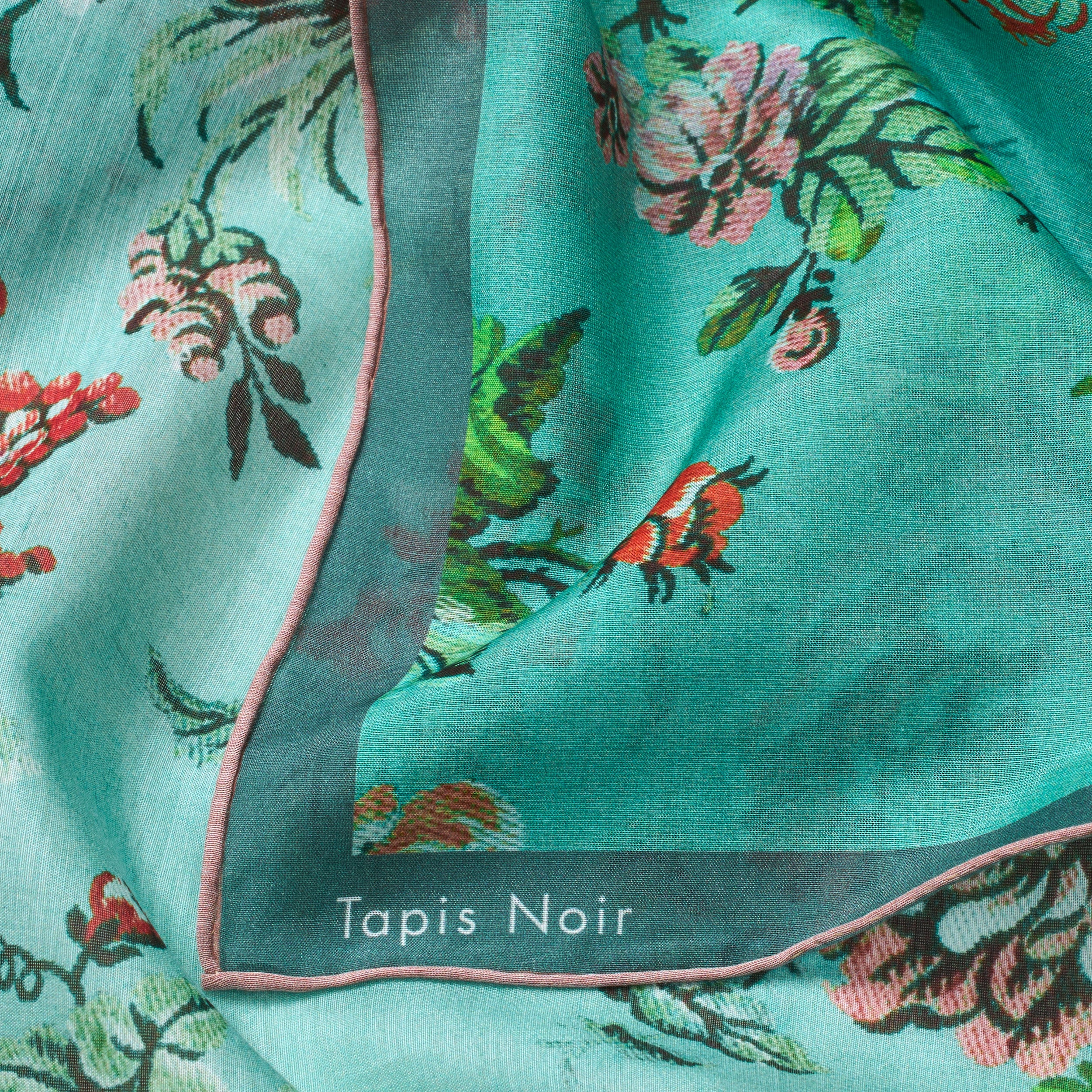 Tapis Noir Let Blomstret Patchwork Tørklæde Light Small (67x67cm) Grøn