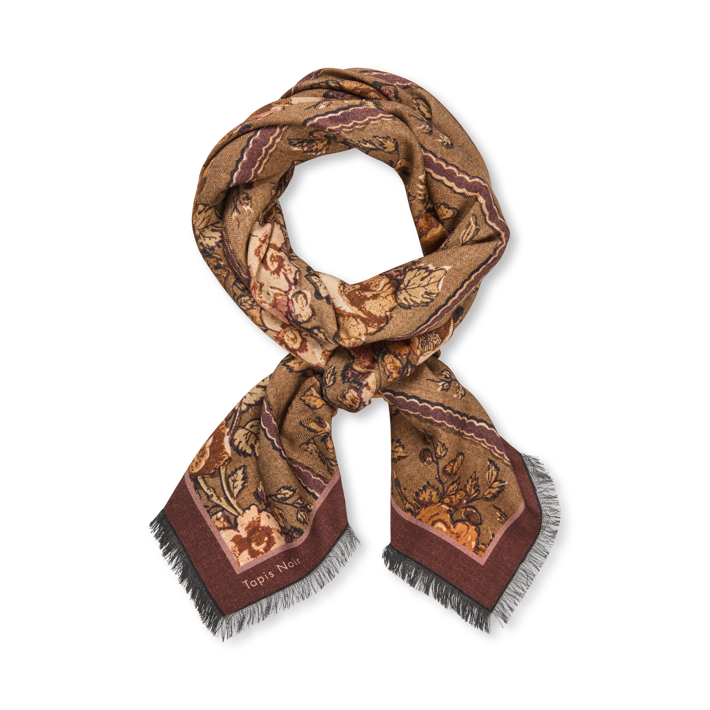 Tapis Noir Stort Gaia Uld Tørklæde Wool Large Brun