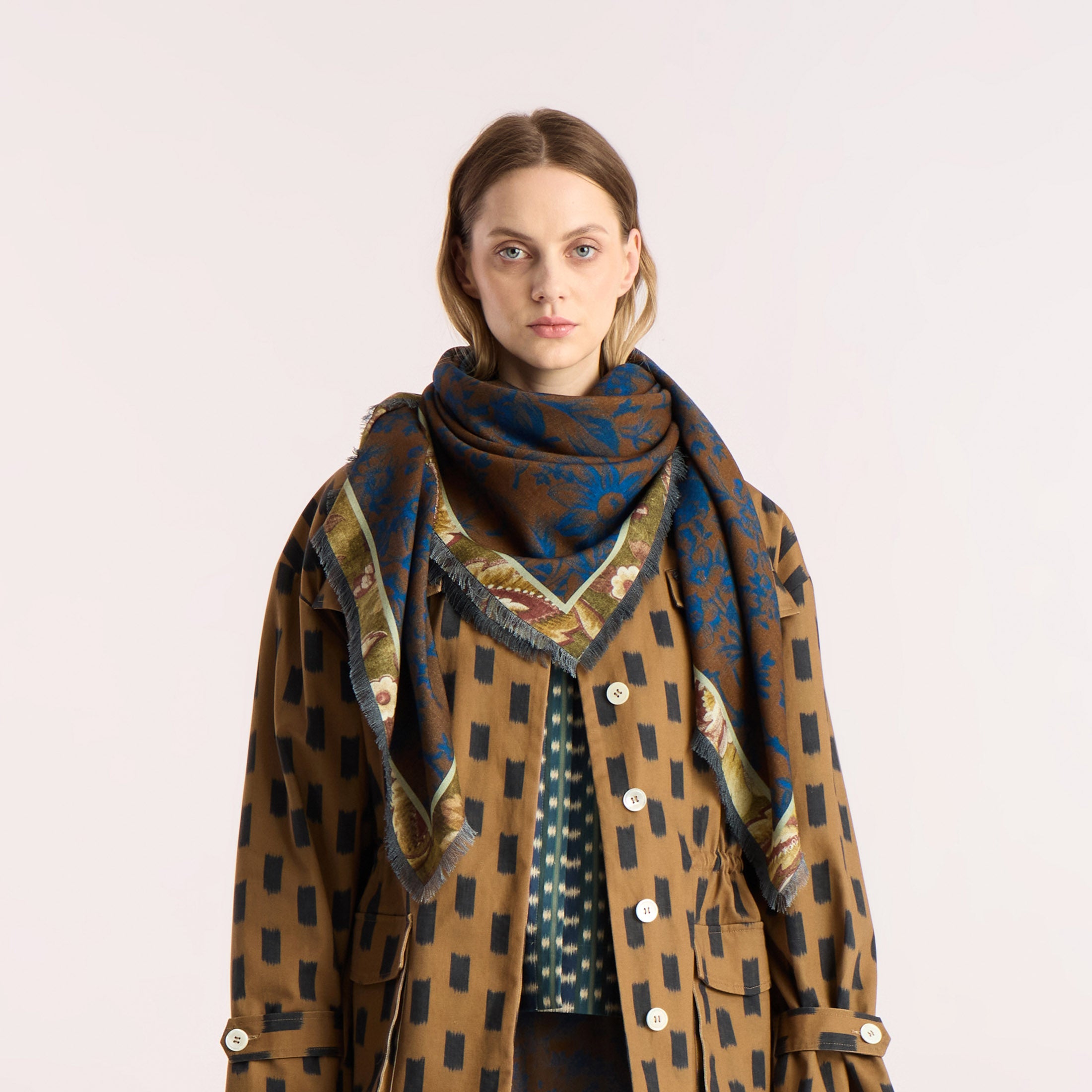 Tapis Noir Stort Gigi Uld Tørklæde Wool Large Brun