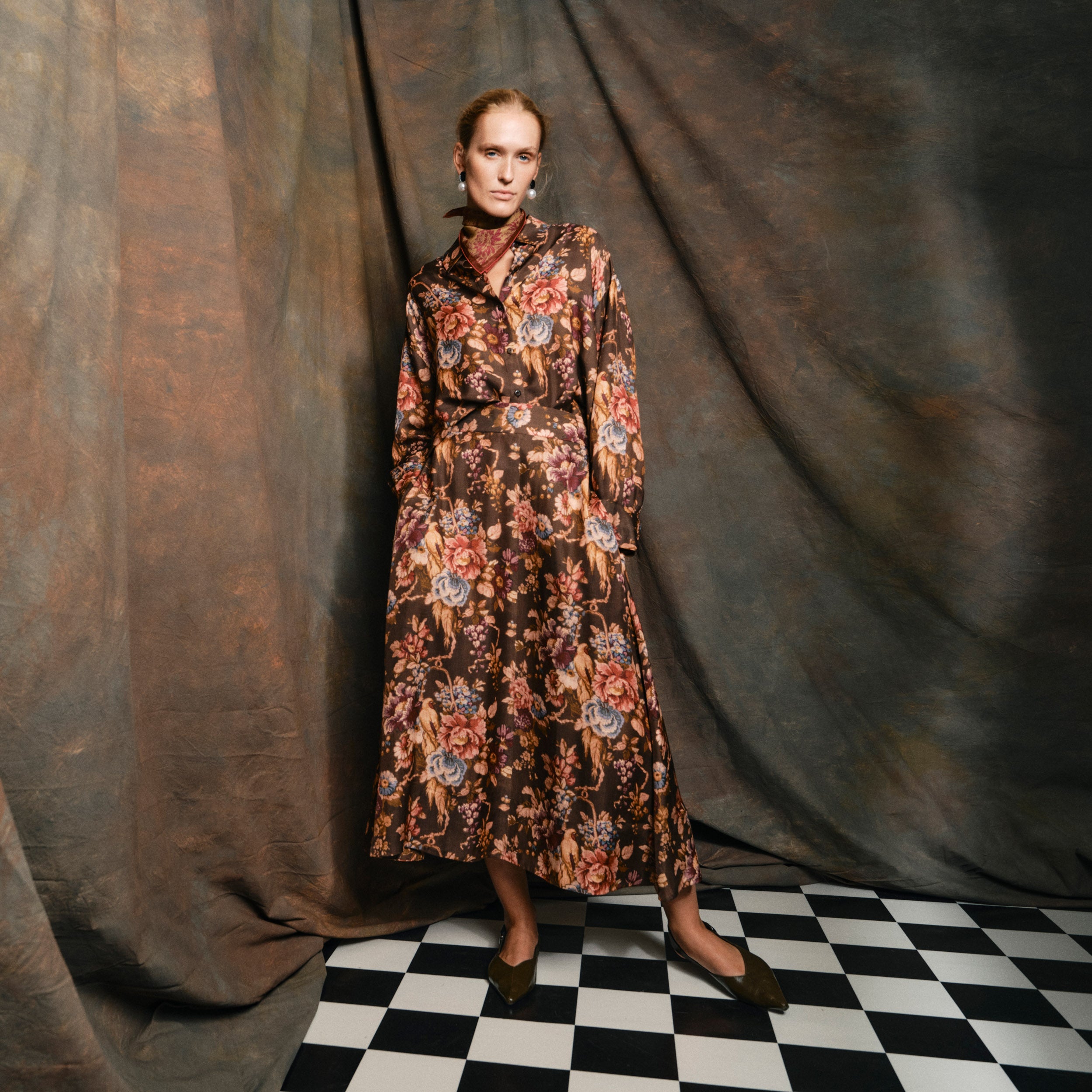 Tapis Noir Caroline Silkenederdel - Mørk oliven Skirt Dark olive