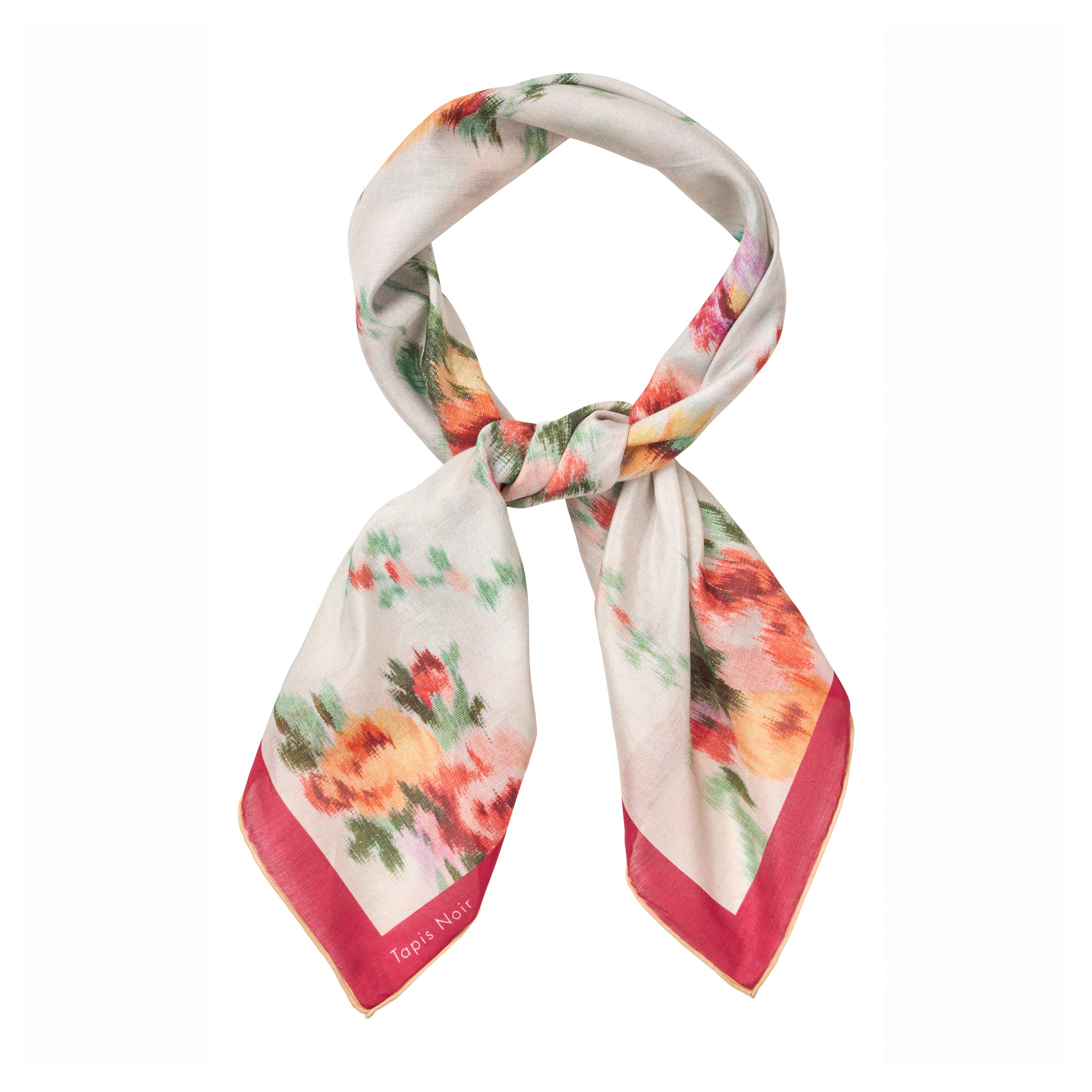 Tapis Noir Let Blomstret Patchwork Tørklæde Light Small (67x67cm) Hvid