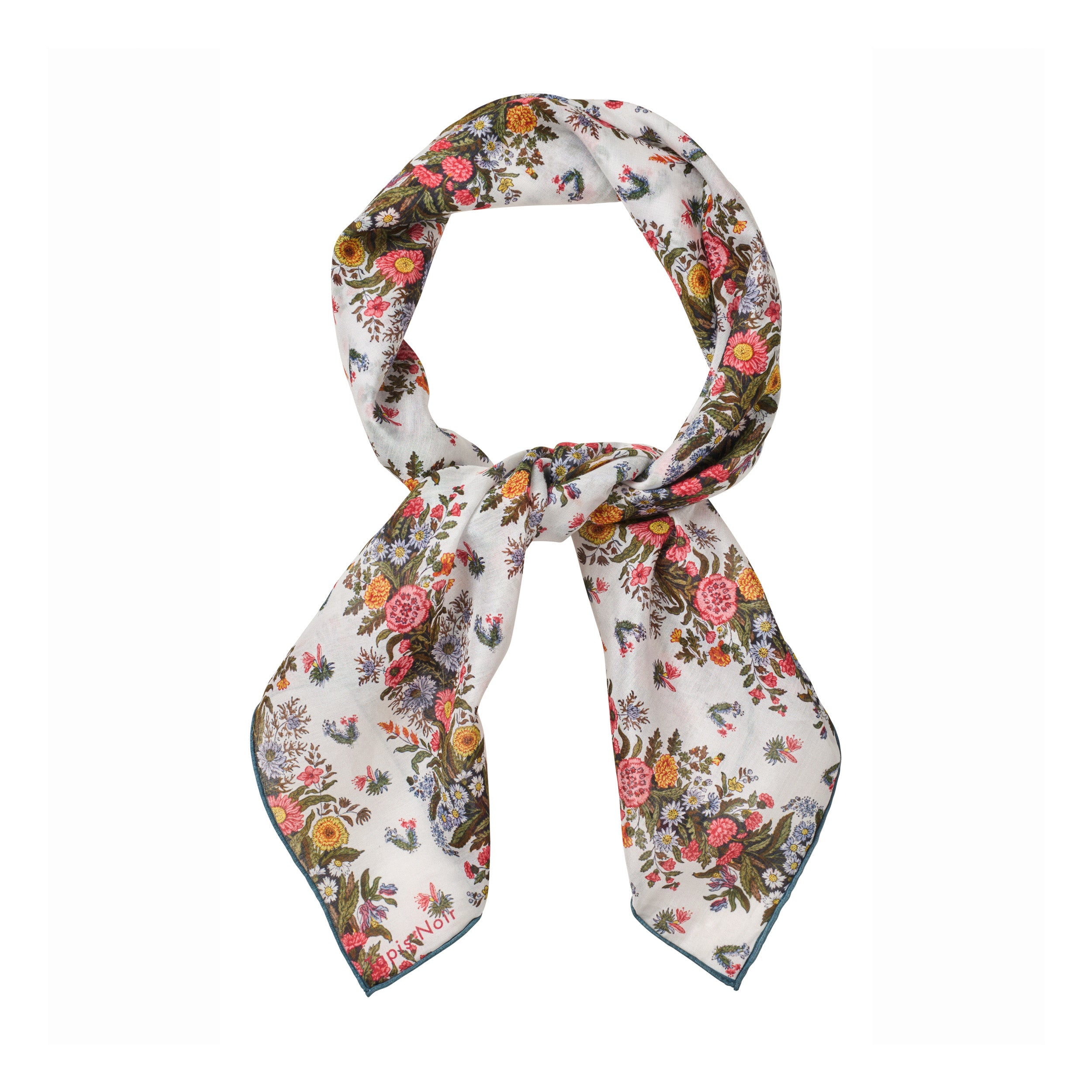 Tapis Noir Let Blomstret Patchwork Tørklæde Light Small (67x67cm) Hvid