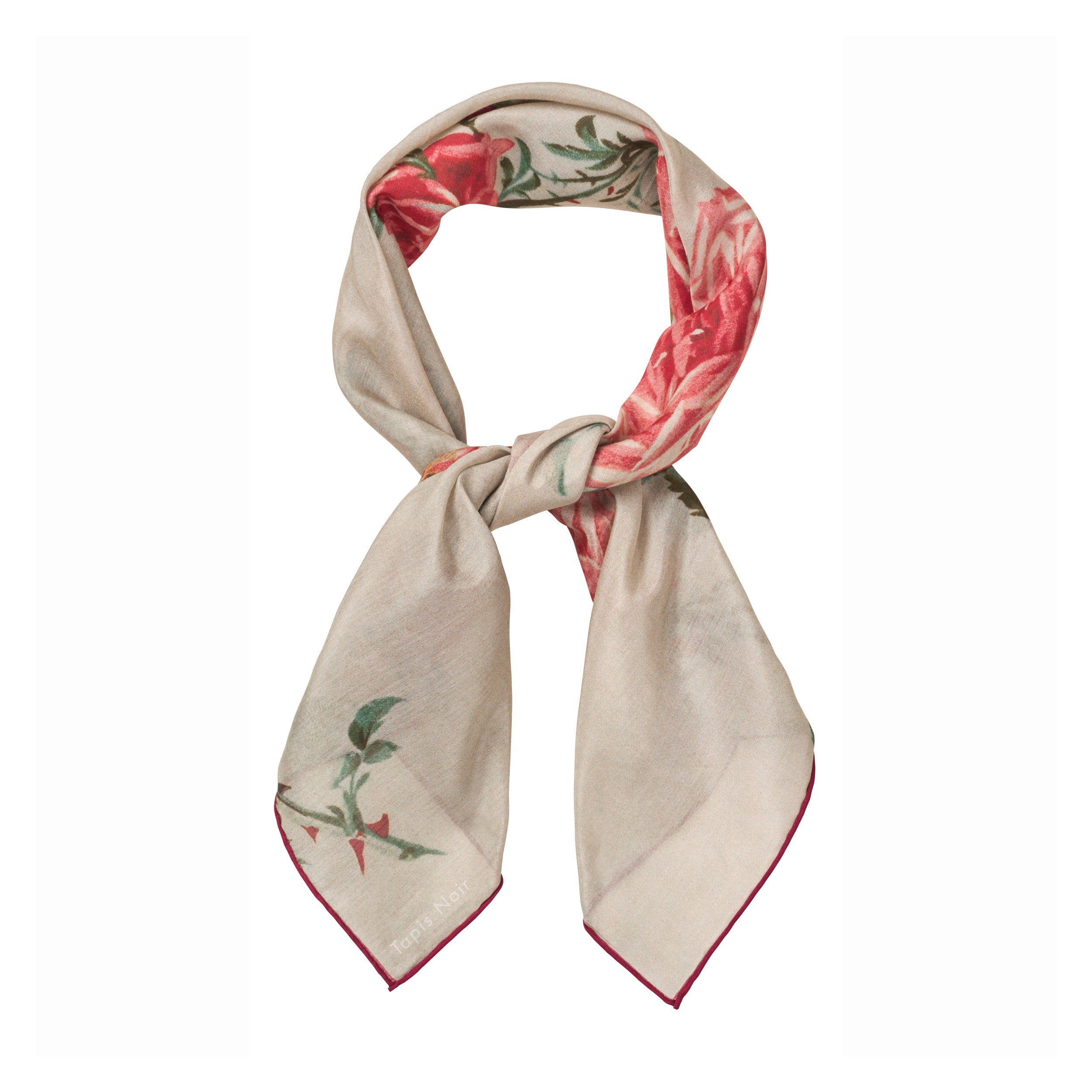 Tapis Noir Let Blomstret Patchwork Tørklæde Light Small (67x67cm) Hvid