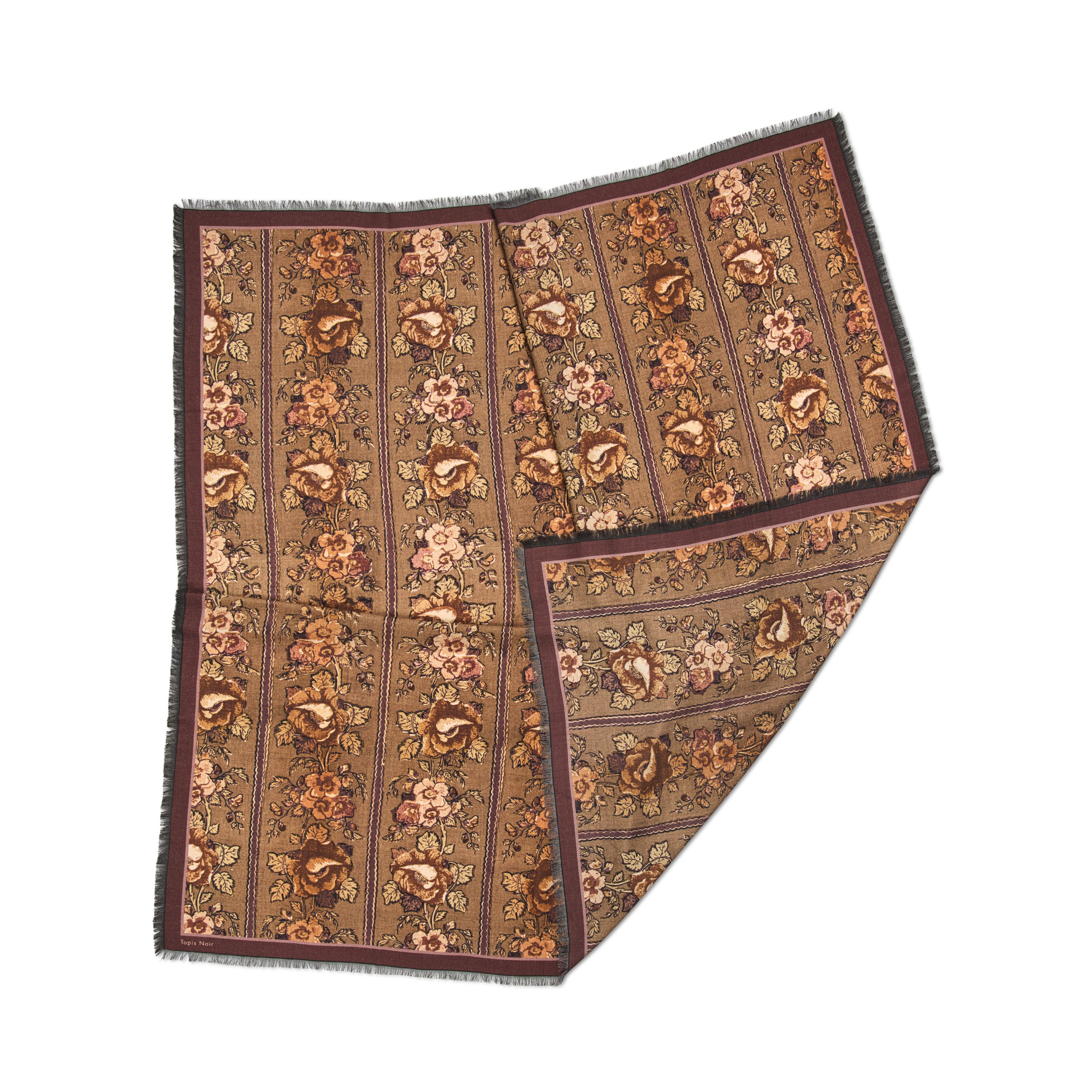 Tapis Noir Stort Gaia Uld Tørklæde Wool Large Brun