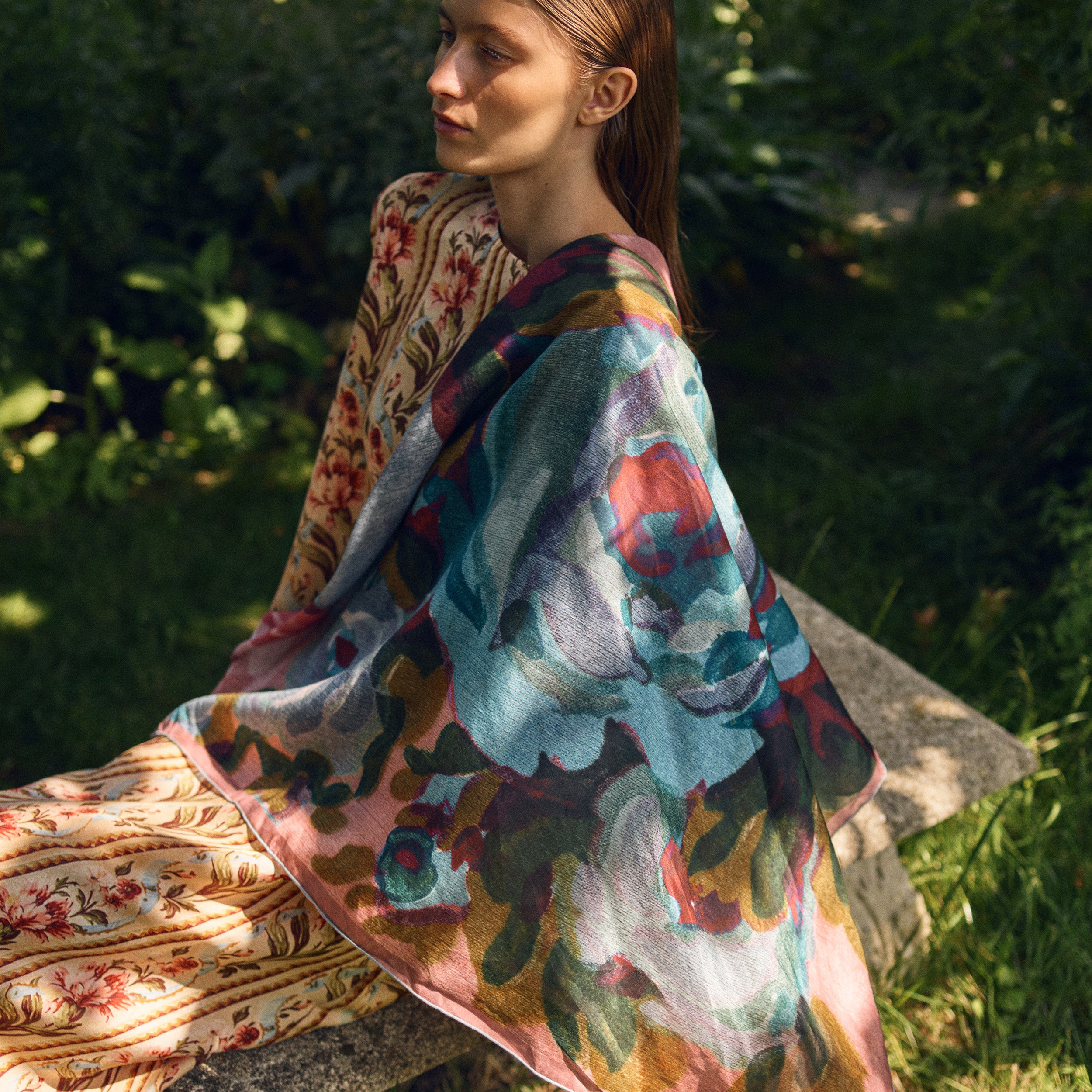 Tapis Noir Stort Let Gult Tørklæde Light Large (120x120cm) Mørkeblå